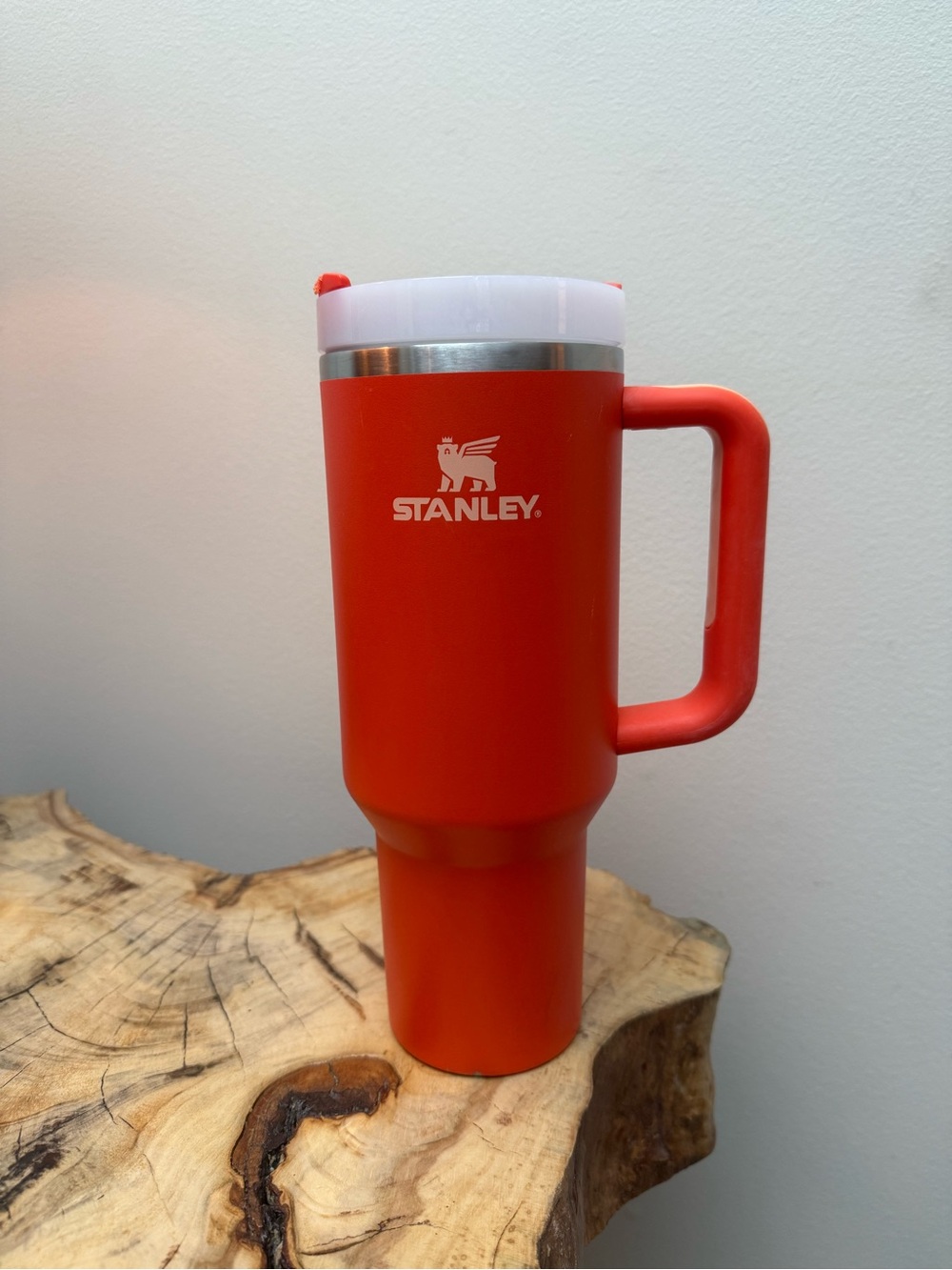 Stanley Red Travel Mug with Handle and White Lid